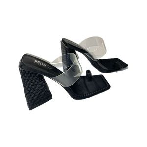 Mixx Shuz Geometric Chunky Heel with Clear Strap